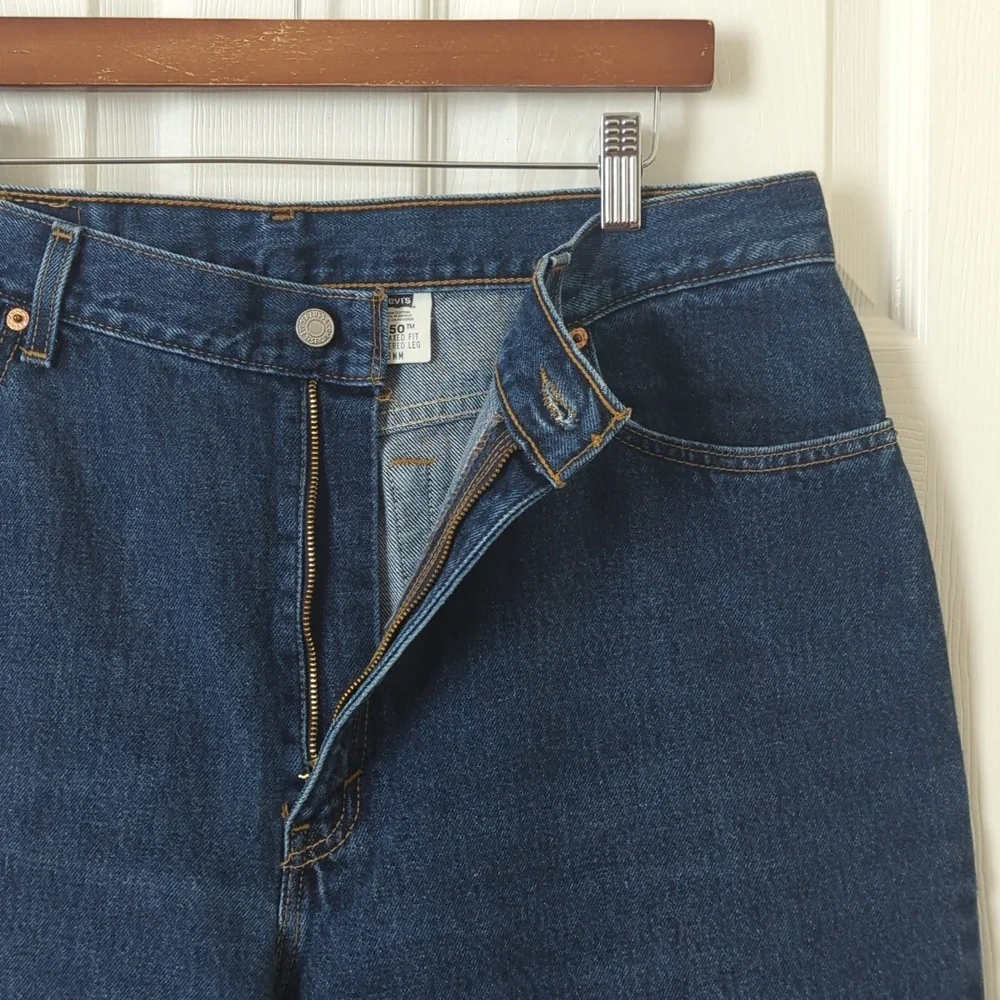 Levi's 90's Vintage 550 Dark Wash High Rise Relaxed Fit Tapered Leg Mom Jeans 18 - Picture 7 of 15